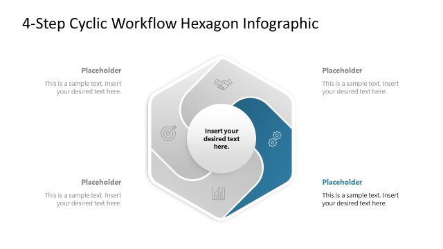 4-Step Cyclic Workflow Hexagon Diagram for PowerPoint