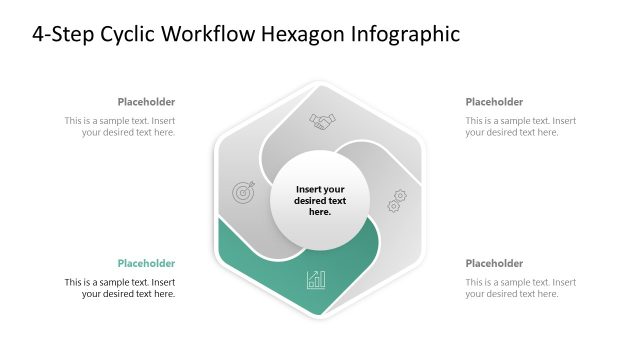 4-Step Cyclic Workflow Hexagon Infographic Presentation Template