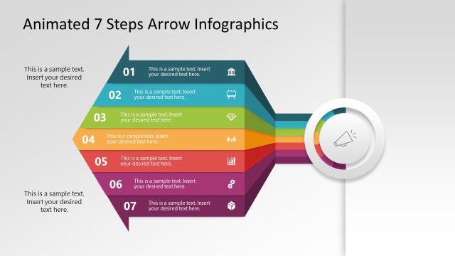 Editable Animated 7 Steps Arrow Diagram PPT Template