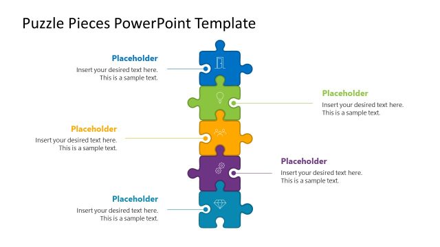 Vertical Puzzle Pieces Diagram Slide with Placeholder Text