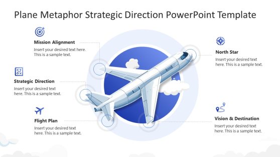 Editable Plane Metaphor Strategic Direction PPT Template
