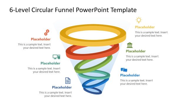 6-Level Circular Funnel PowerPoint Template