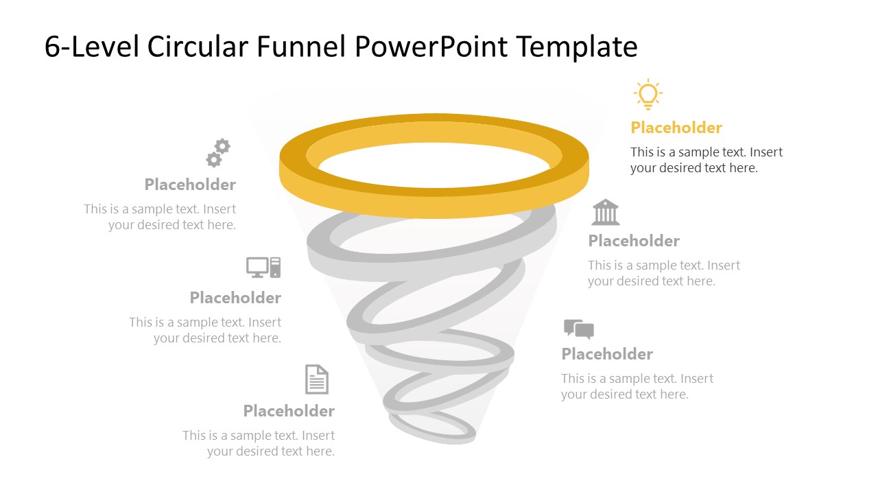 6-Level Circular Funnel PowerPoint Template