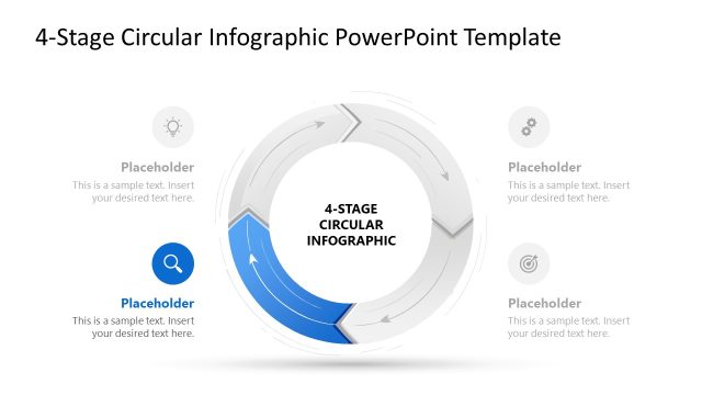 4-Stage Circular Infographic Slide with Focus Effect