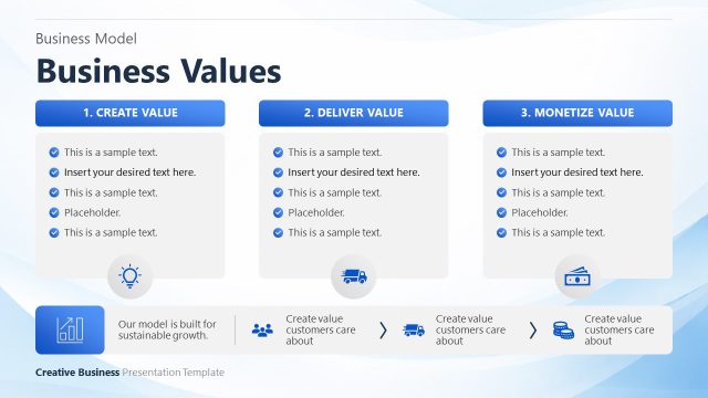 Business Values Presentation with Three Segments