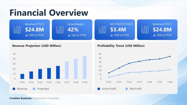 Financial Overview Dashboard Slide – Business Presentation Template