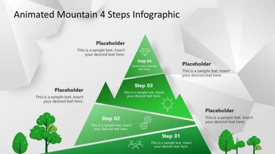 Editable Animated Mountain 5 Steps Infographic PPT Template 