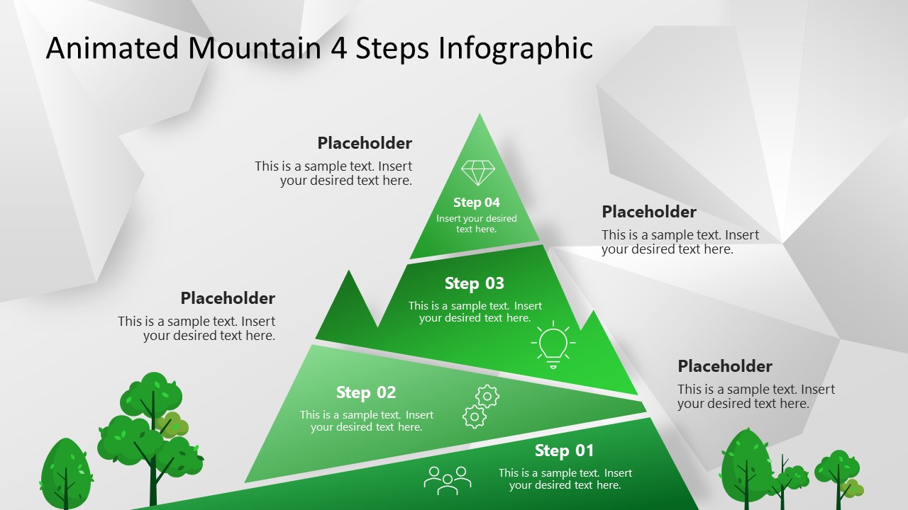 Editable Animated Mountain 5 Steps Infographic PPT Template 