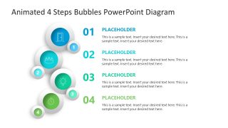 Editable 4 Steps Bubbles PPT Diagram Template 