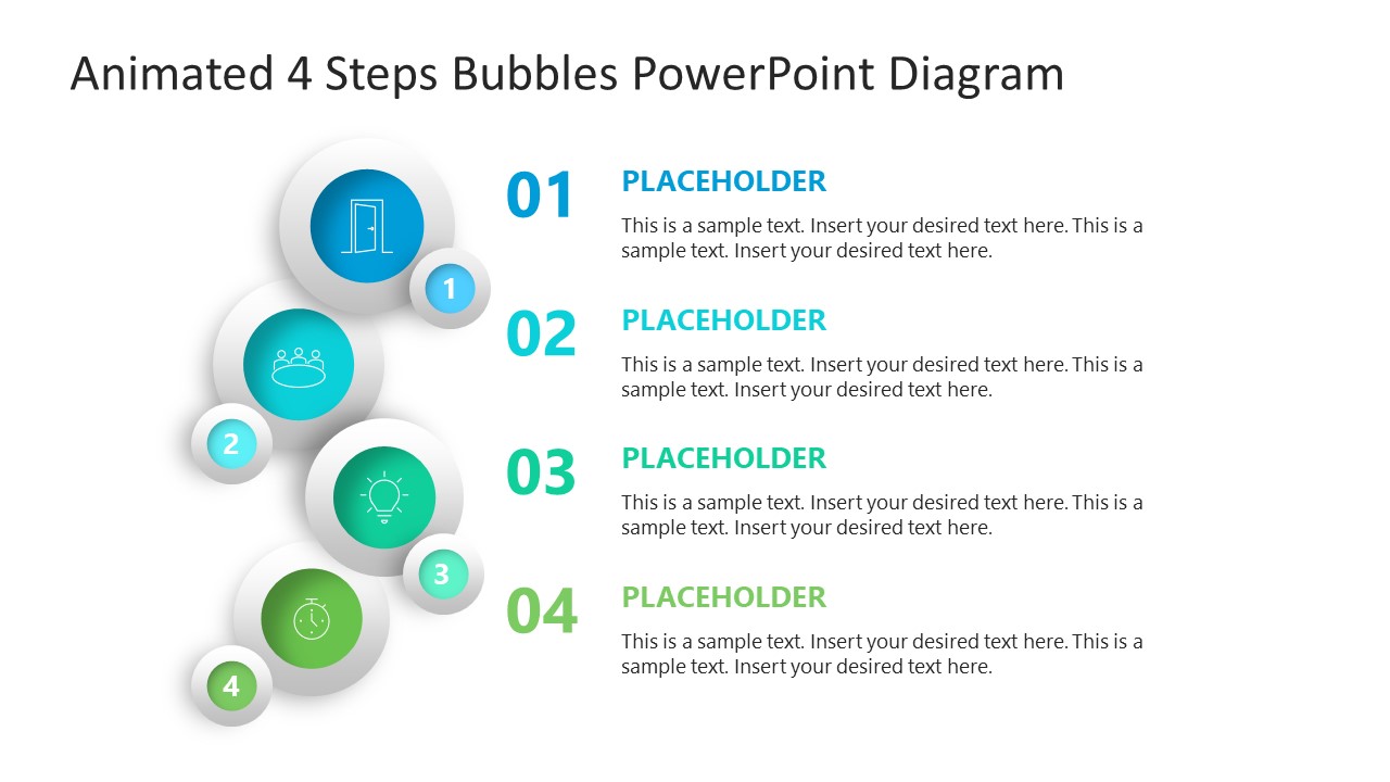 Editable 4 Steps Bubbles PPT Diagram Template 