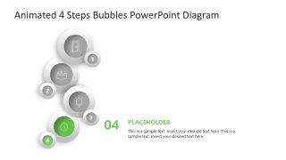 4 Steps Bubbles PPT Template Slide with Focus Effect 