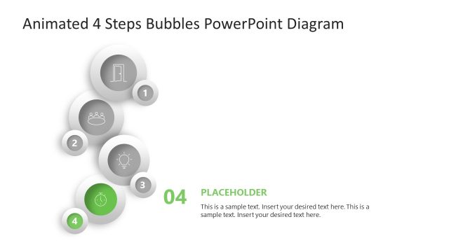Animated 4 Steps Bubbles PPT Diagram Slide