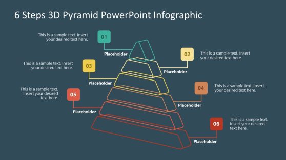 6 Steps 3D Pyramid Presentation Infographic Slide 