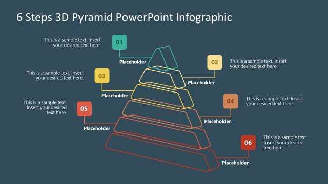 6 Steps 3D Pyramid PPT Template Infographic