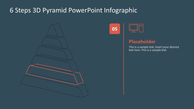 Editable 6 Steps 3D Pyramid Infographic Slide