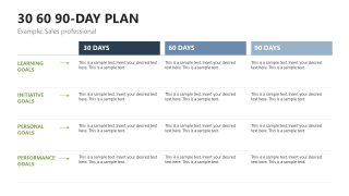 Editable 30 60 90 day plan for Executives Slide Template 