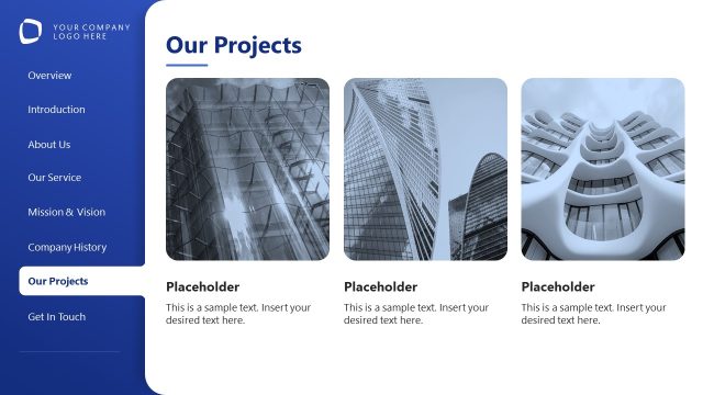 Editable Projects Presentation Slide – Tabbed-menu Corporate Profile Template