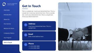 Contact Details Presentation - Tabbed-menu Company Profile PPT Template 