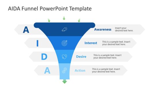 4-Step AIDA Funnel Template Slide 