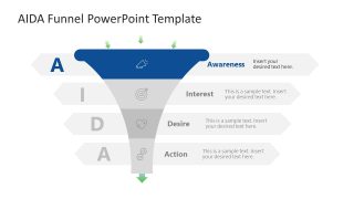 Customizable 4-Step AIDA Funnel Diagram Template