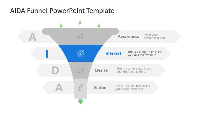 4-Step AIDA Funnel Slide PPT Layout