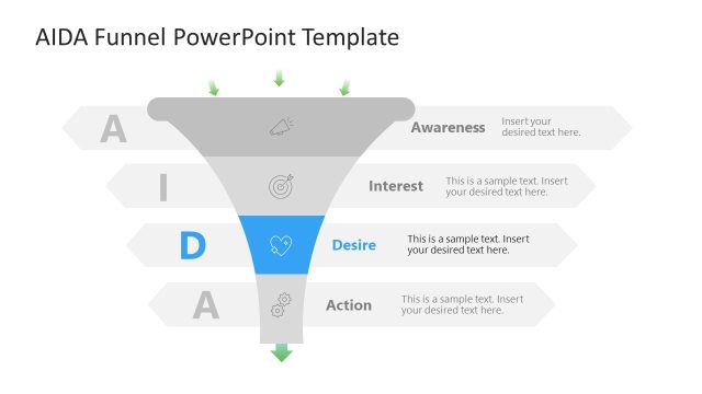 Customizable 4-Step AIDA Funnel PPT Template