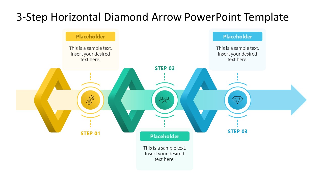 3-Step Diamond Arrow Presentation Template