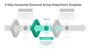 3-Step Diamond Arrow Template Slide 