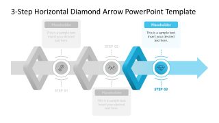 3-Step Diamond Arrow Template for Presentation 