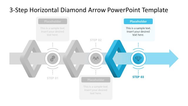 3-Step Diamond Arrow Template PPT Design