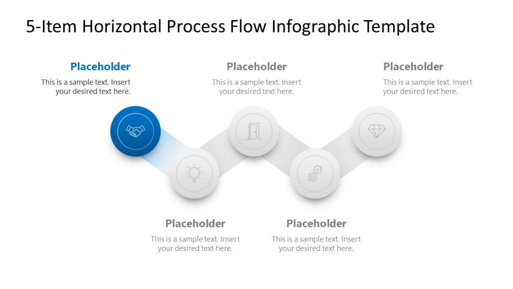 Process Digramm 5-Item Horizontal Process Flow Infographic Presentation Slide with ...