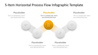 5-Item Horizontal Process Flow Diagram Template Slide 