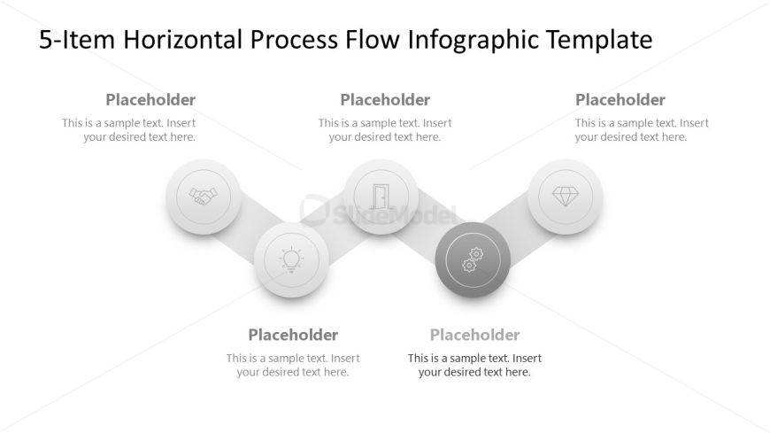 Process Digramm 5-Item Horizontal Process Flow Infographic Slide Layout - SlideModel