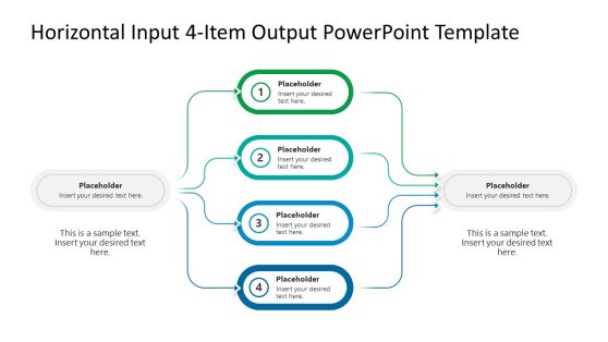 Customizable Horizontal Input 4-Item Output PPT Slide 
