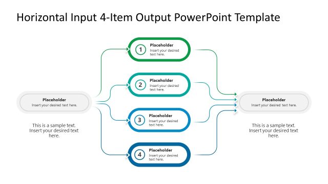 Horizontal Input 4-Item Output PowerPoint Template