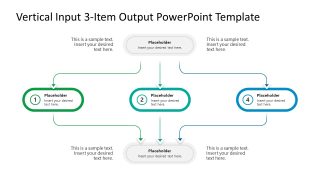 Vertical Input to 3-Item to Output Presentation PPT Diagram Template