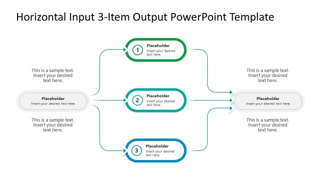 Horizontal Input to 3-Item to Output PowerPoint Template