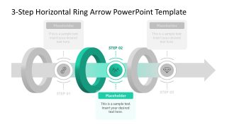 3-Step Horizontal Ring Arrow Template for Presentation 