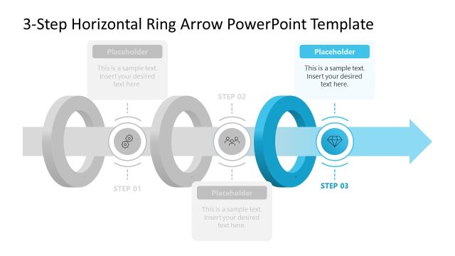 3-Step Horizontal Ring Arrow PPT Slide Template