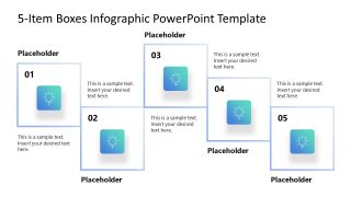 Modern 5-Item Boxes Infographic Slide 
