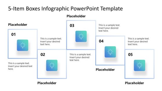 Modern 5-Item Boxes Infographic Slide 