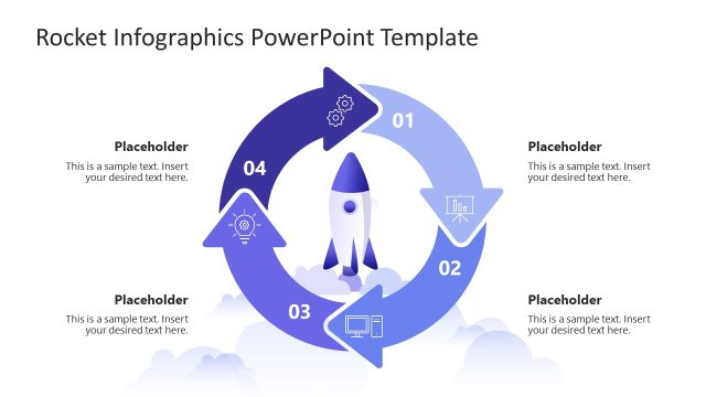 Rocket Infographic Circular Arrows Diagram Slide