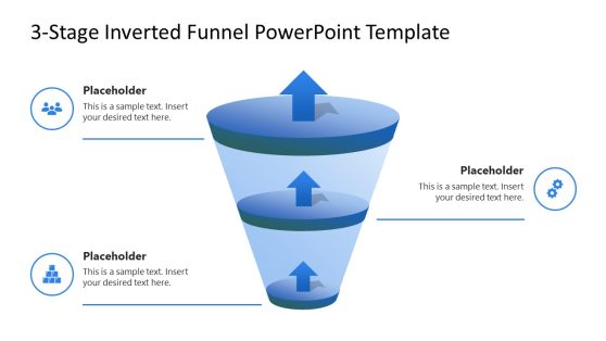 3-Stage Inverted Funnel PPT Diagram Slide 