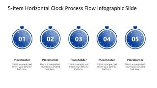 5-Item Horizontal Clock Process Flow Infographic Presentation Template