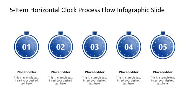 5-Item Horizontal Clock Process Flow Infographic PowerPoint Template