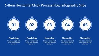 5-Item Horizontal Clock Process Flow Diagram Infographic Template