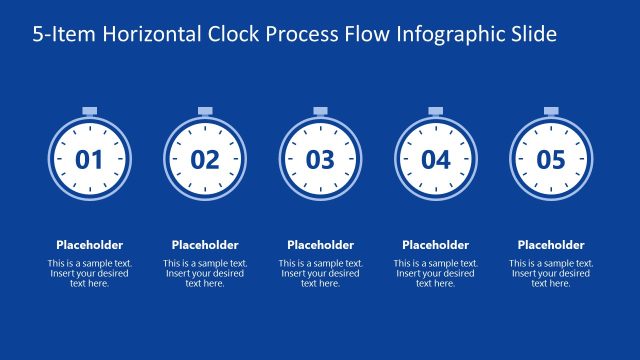 5-Item Clock Process Flow Infographic Slide Template
