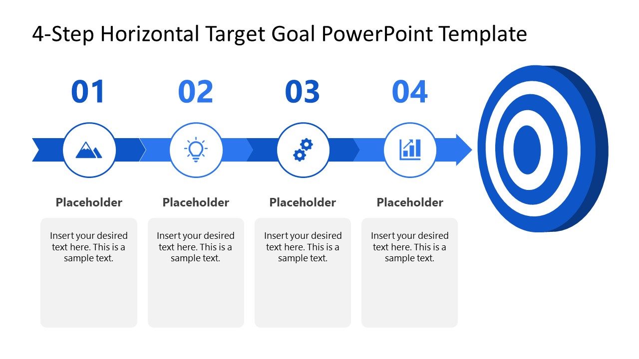 4-Step Horizontal Target Goal PowerPoint Template