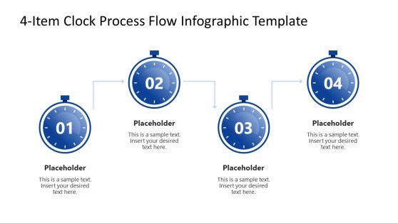 4-Item Horizontal Clock Process Flow Infographic PPT Layout 
