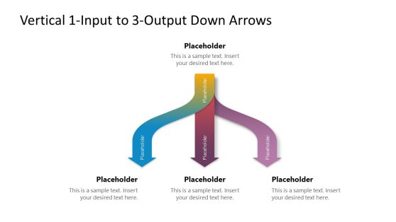 Vertical 1-Input 3-Output Down Arrows Presentation Template